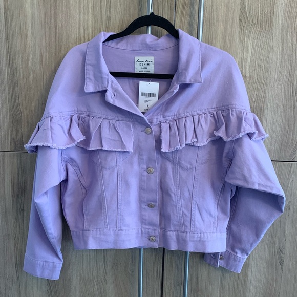 Love Tree Denim Jackets & Blazers - Denim Ruffle Lavender  Women’s Jacket